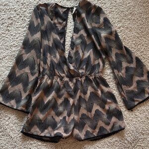 Black and Taupe patterned romper